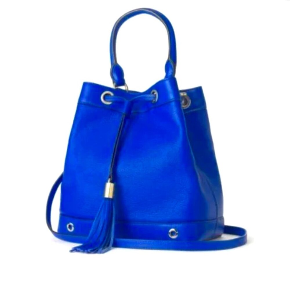 MILLY: Astor Bucket Shoulder Bag, Cobalt Blue